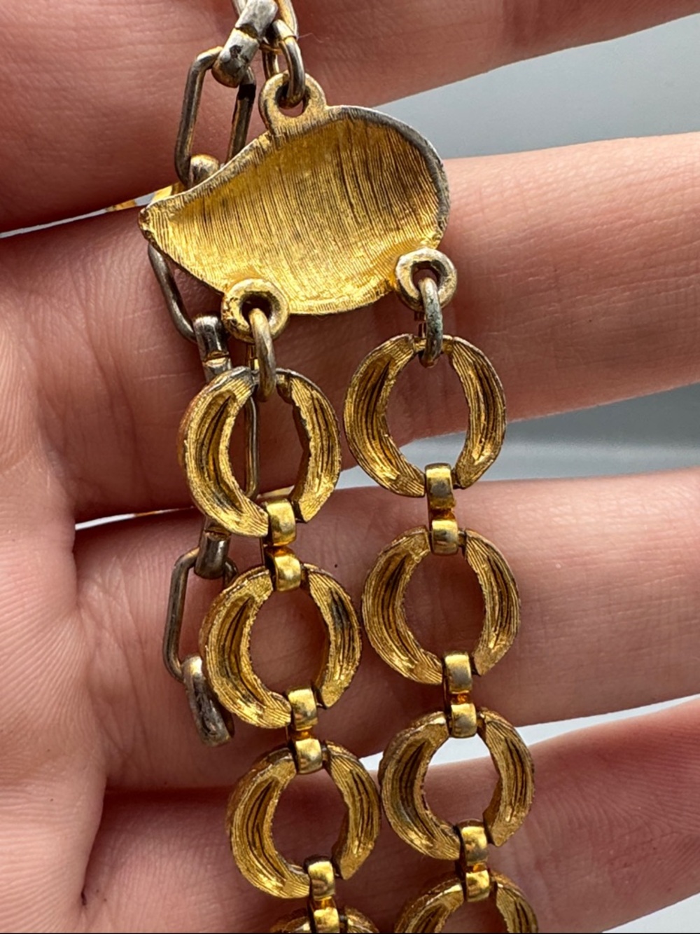 Gold Tone 2-Row Link Necklace - Picture 7 of 8